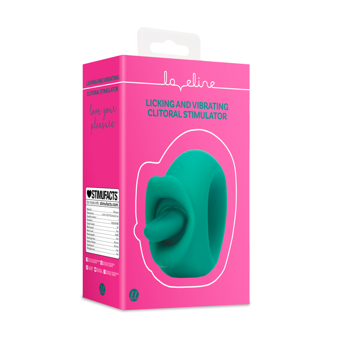 Кліторальний вібратор Loveline Licking And Vibrating Clitoral Stimulator з імітацією кунілінгусу, смарагдовий, 1 шт